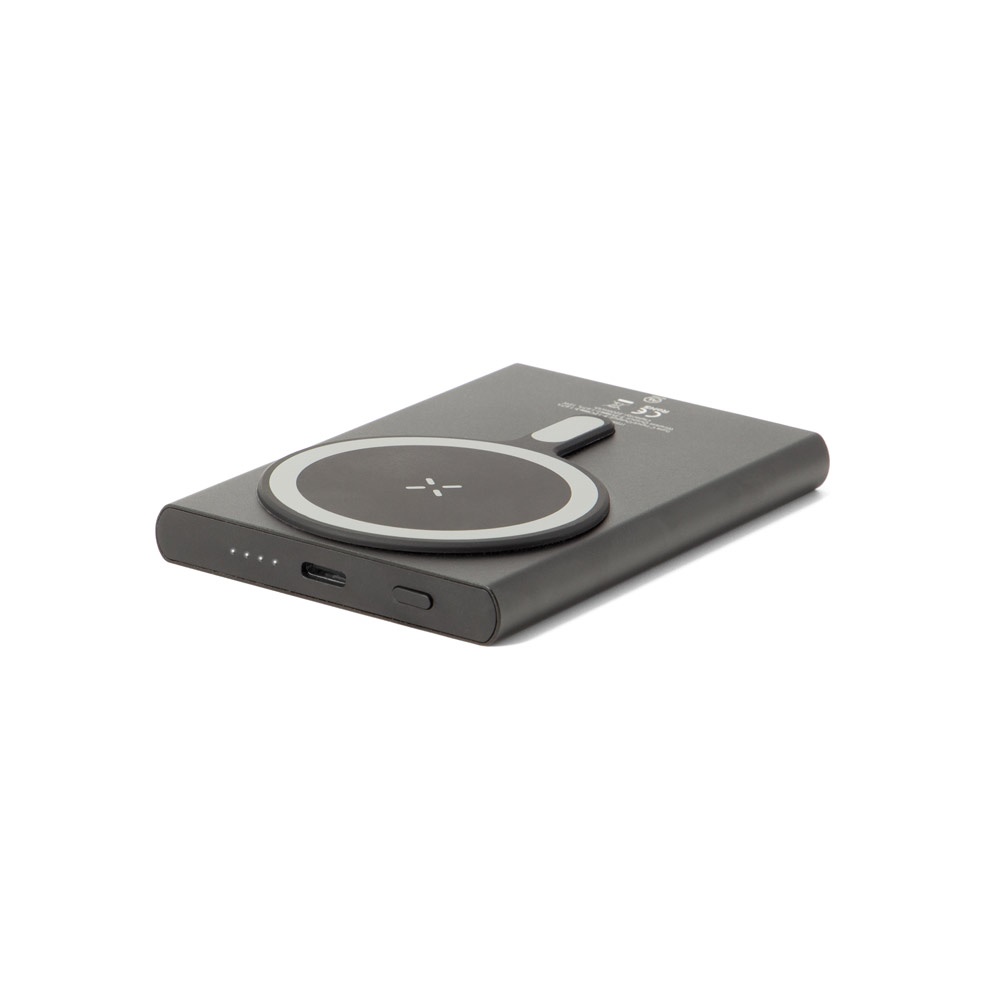 WRIGHT 5. Power bank magnetico con ricarica super rapidain alluminio riciclato e ABS riciclato 5'000 mAh
