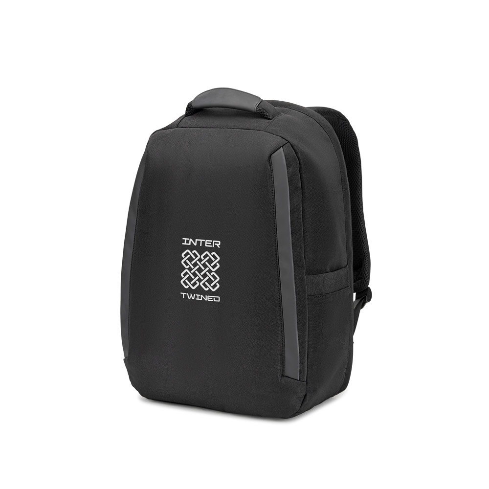YANGON BPACK. Zaino antifurto, in twill con rivestimento idrorepellente e poliestere riciclato 600D ad alta densità, per laptop da 17.3"