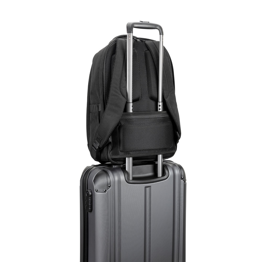 YANGON BPACK. Zaino antifurto, in twill con rivestimento idrorepellente e poliestere riciclato 600D ad alta densità, per laptop da 17.3"