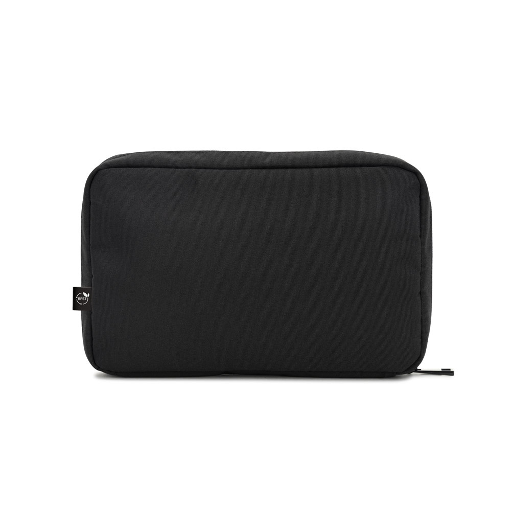 YANGON. Ampia borsa organizer per accessori tecnologici in twill con rivestimento idrorepellente e poliestere riciclato 600D