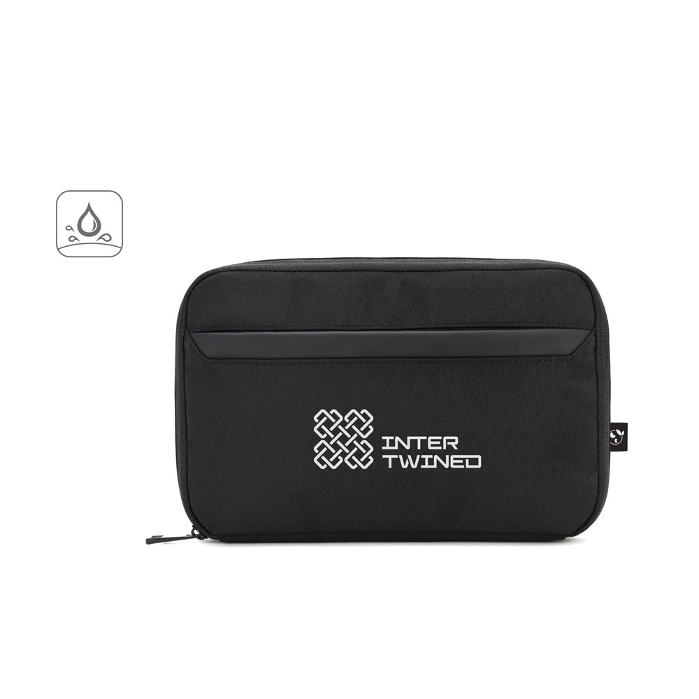 YANGON. Ampia borsa organizer per accessori tecnologici in twill con rivestimento idrorepellente e poliestere riciclato 600D