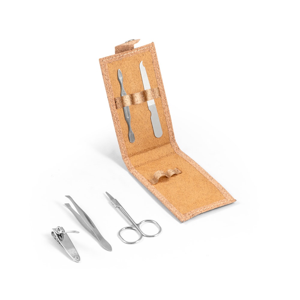 ZENA. Set manicure in sughero con accessori in acciaio inox