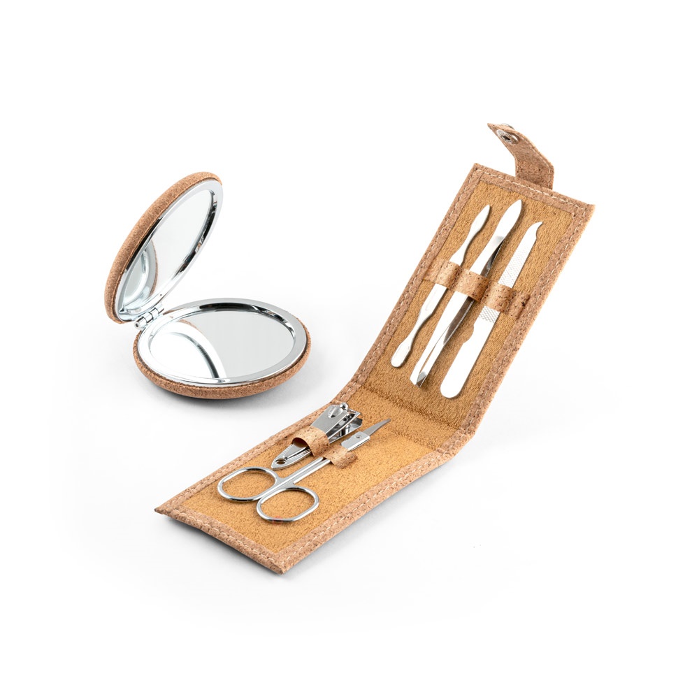 ZENA. Set manicure in sughero con accessori in acciaio inox