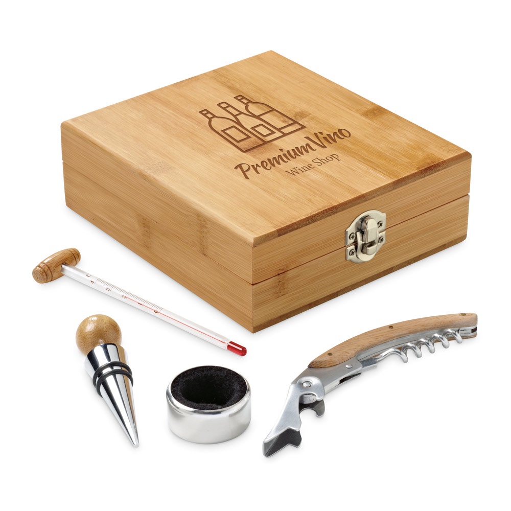 CABERNET. Set da vino in bambù, acciaio inossidabile, vetro e ABS
