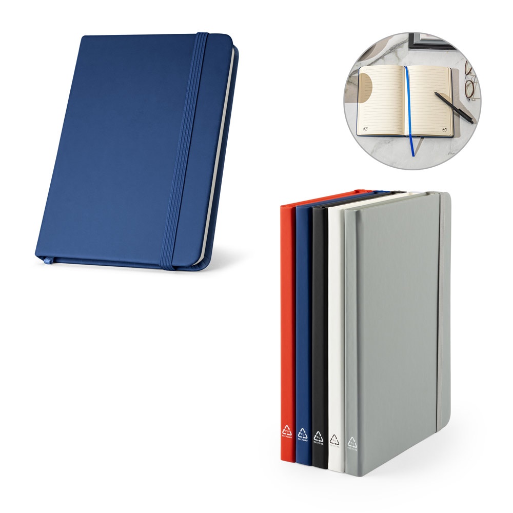CAMPUS. A5 quaderno con copertina rigida in PU (riciclato al 35%) con pagine a righe al 100% riciclata