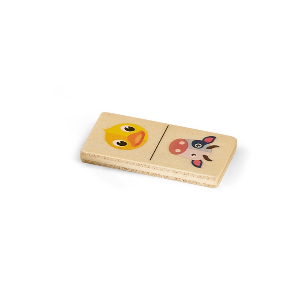 DOMIN. Gioco domino in legno per bambini. 28 pezzi con figure di animali