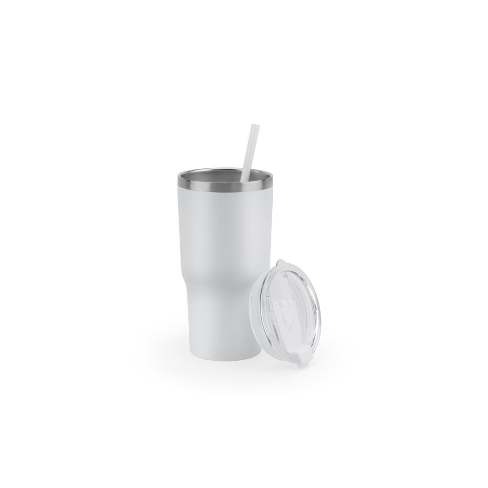 JOYNER M. Tazza da viaggio compatta in acciaio inossidabile (riciclata al 91%) con doppia parete isolata sottovuoto e finitura opaca da 600 ml