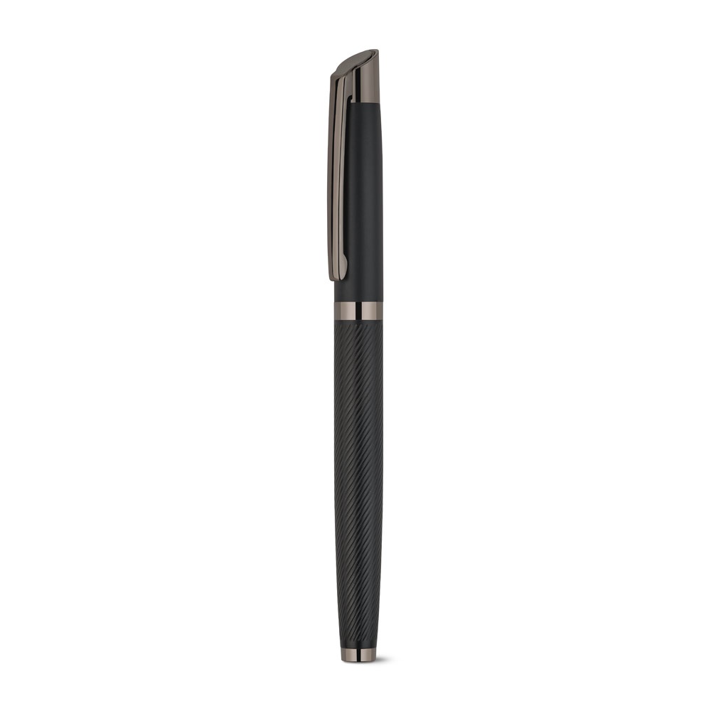 KINGSLEY. Set composto da 1 penna a sfera e 1 penna roller in alluminio, con inchiostro blu Dokumental®