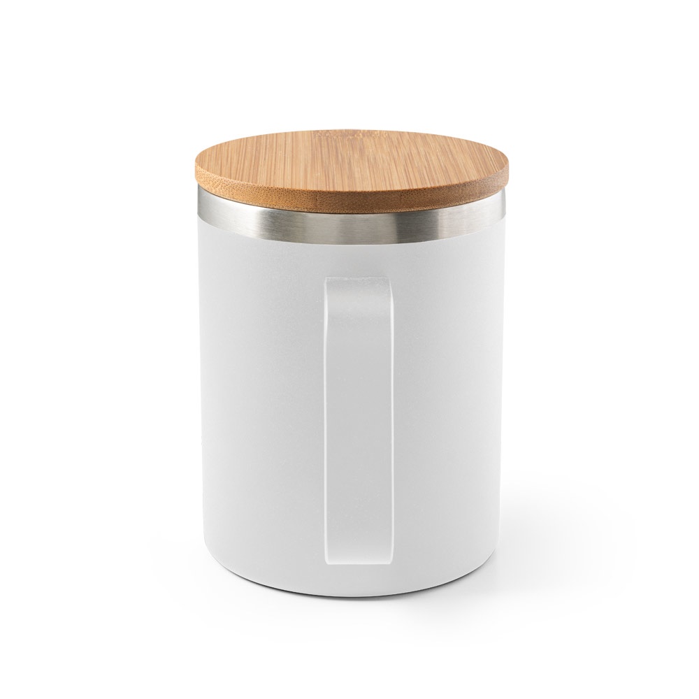 LAUDA. Tazza in acciaio inossidabile riciclato al 90% con coperchio in bambù 420 mL