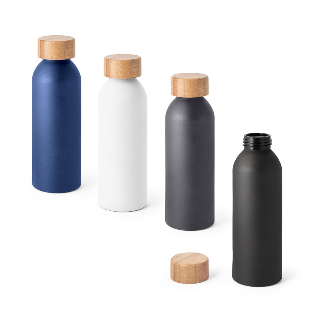 QUETA. Bottiglia in alluminio con coperchio in bambù 550 mL
