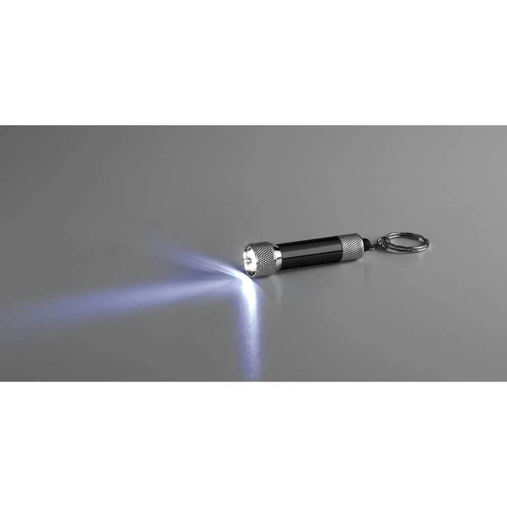 RE-LERGAN. Portachiavi in ​​alluminio (riciclato al 92%) con torcia LED a 3 luci