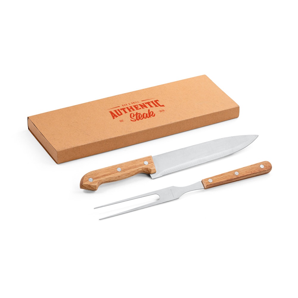 SALSA. Set per barbecue composto da 2 utensili in bambú e acciaio inossidabile