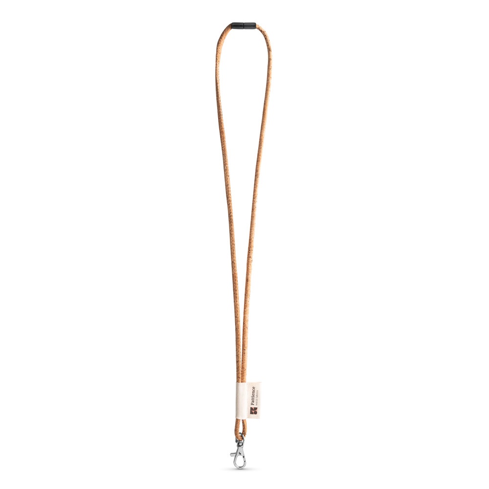 SET Lanyard CORK Long (Ø 5 mm) con moschettone a grilletto da 9 mm e chiusura di sicurezza da Ø 5 mm