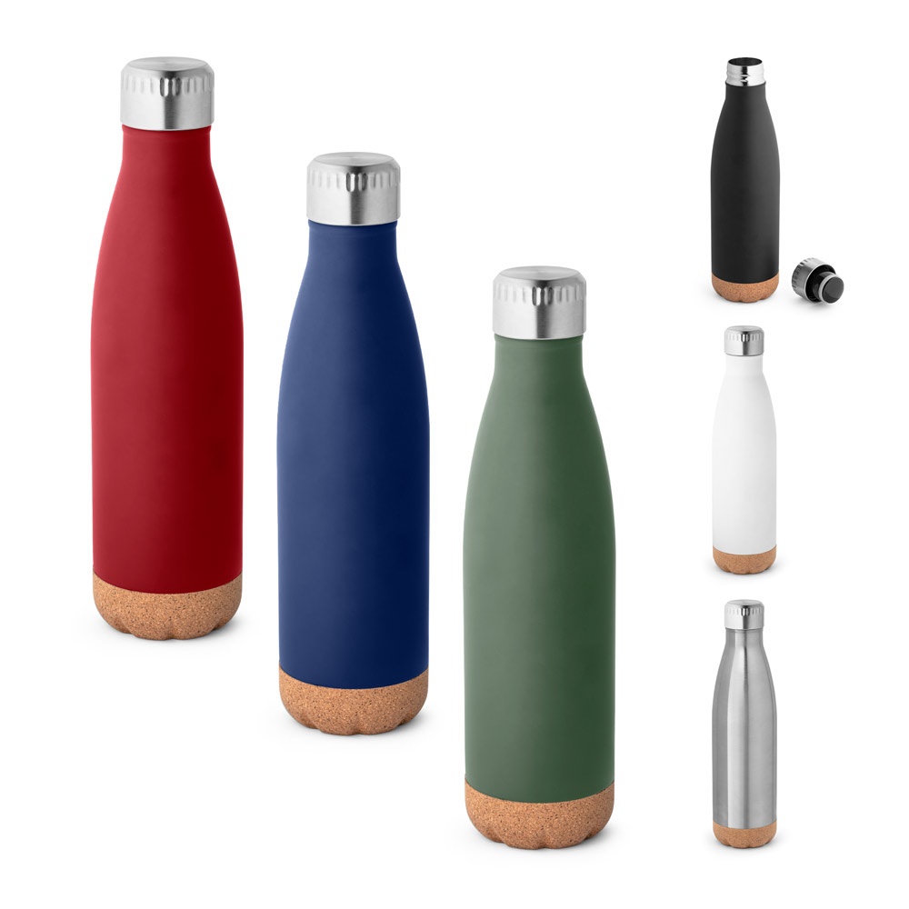 SOLBERG. Borraccia termica in acciaio inox con base in sughero 560 mL