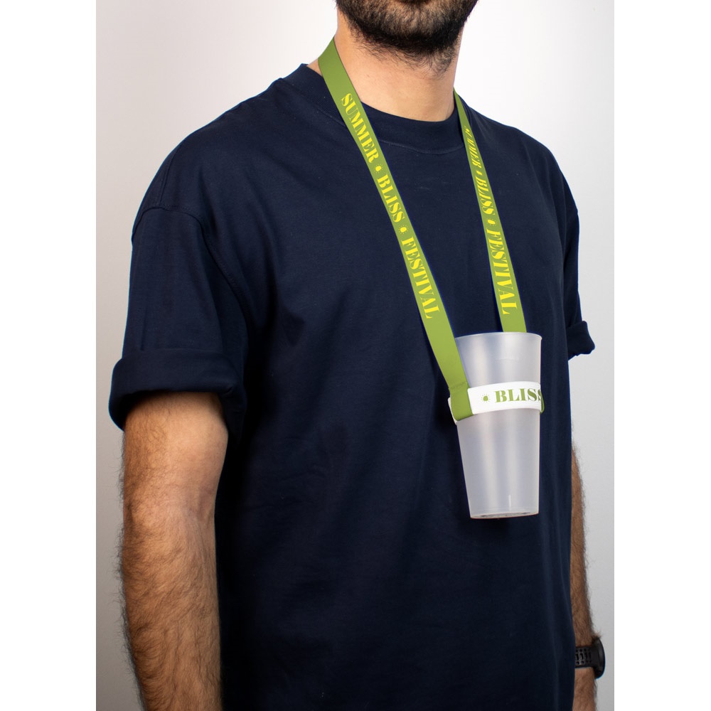SWINDON. SET Lanyard SUBLIMATION Lungo II (20 mm) Duo con elastico portabicchieri per sublimazione
