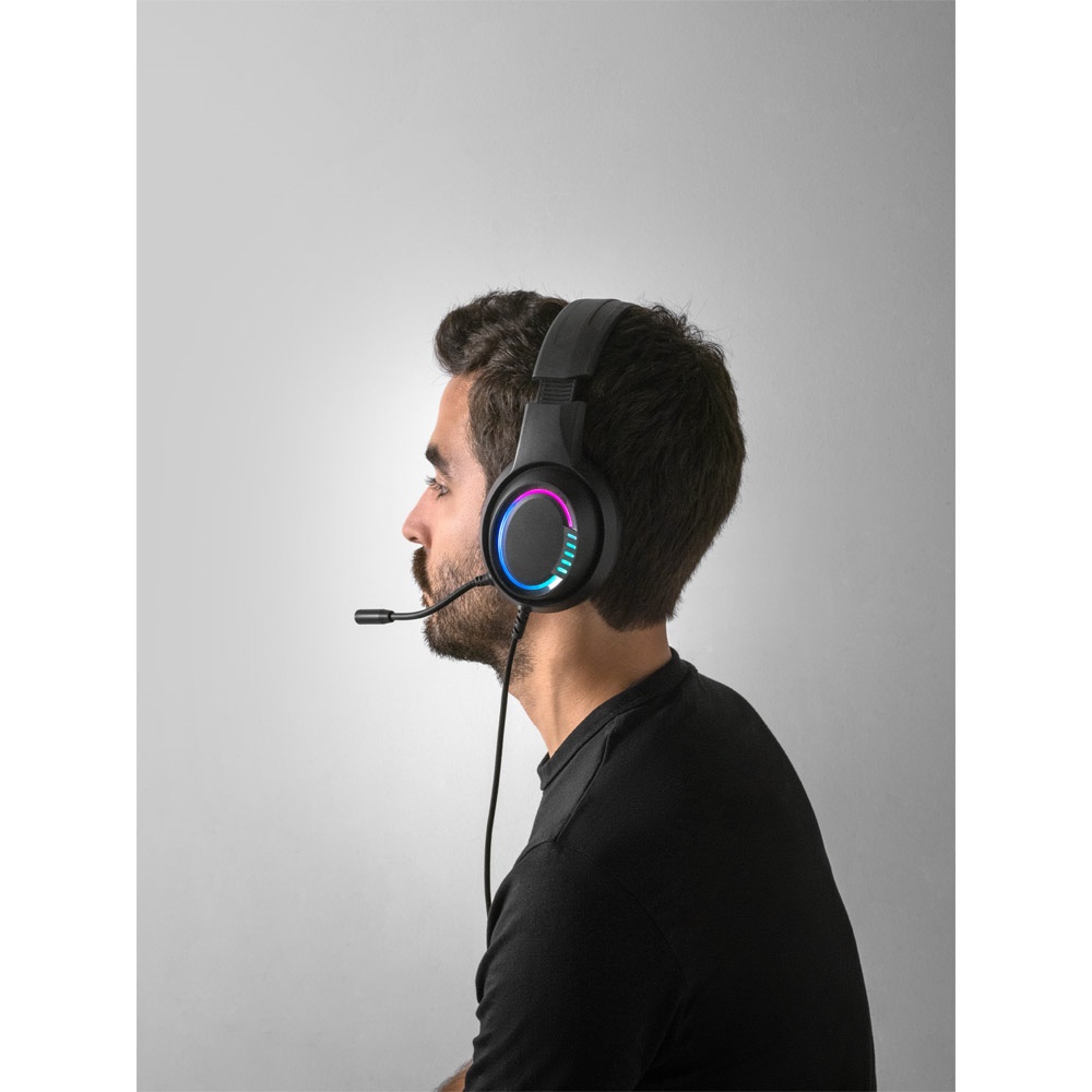 Thorne Headset RGB. Cuffie da gioco in ABS con cavo, microfono e luci LED RGB