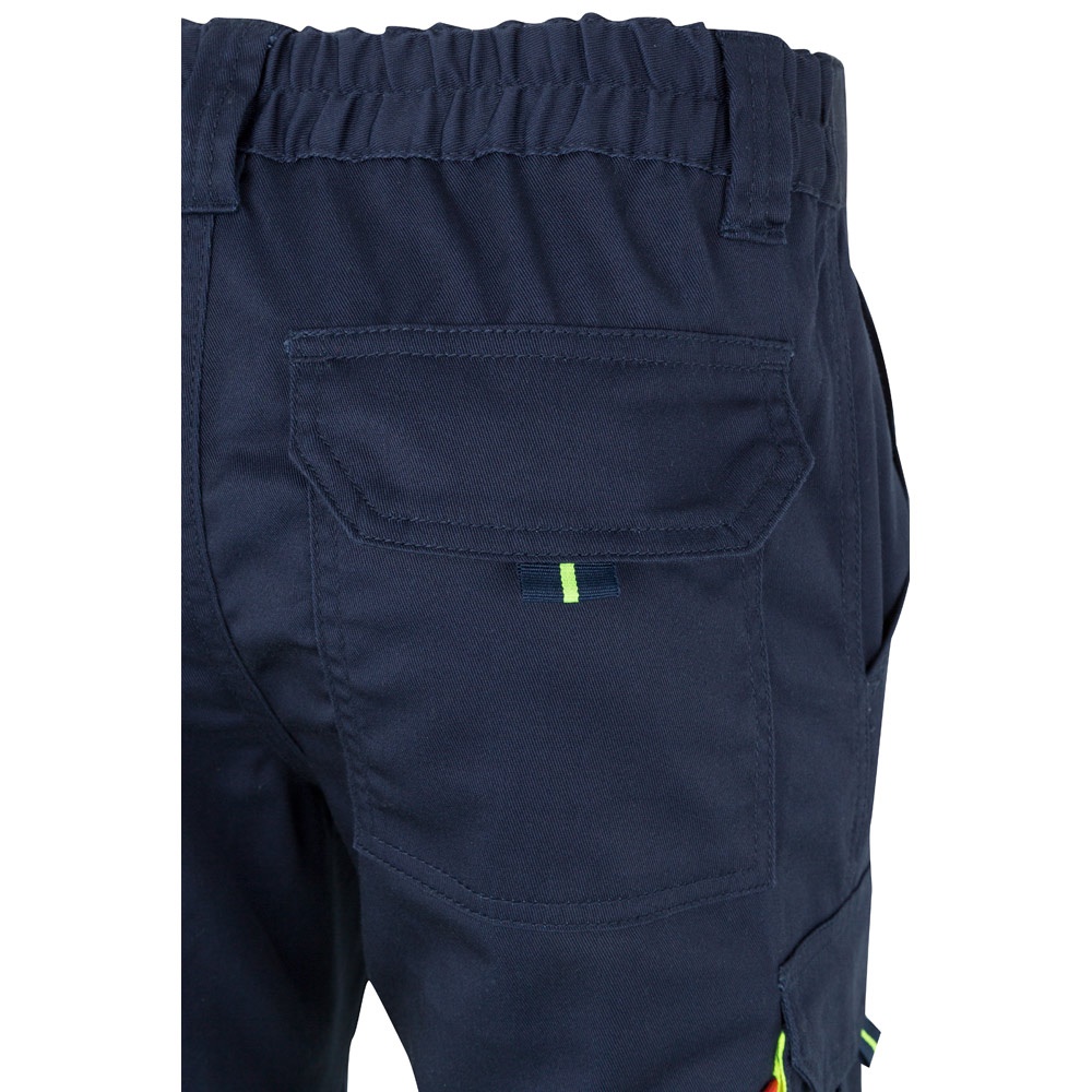 VL ZEUS. Pantaloni elasticizzati bicolore con diverse tasche (240g/m²), in cotone (46%), EME (38%) e poliestere (16%)