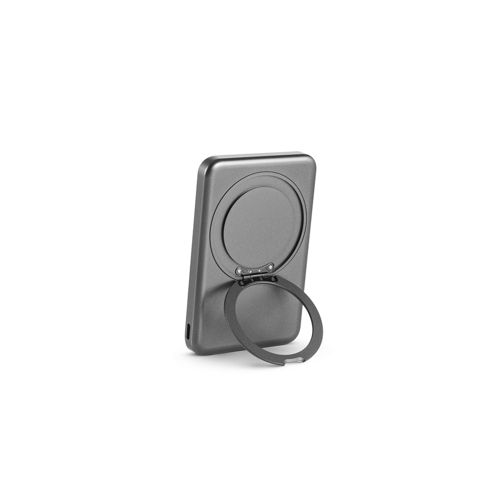 WARSHEL 5. Power bank magnetico da 5'000 mAh con caricatore wireless superveloce da 15W in ABS riciclato (100% rABS) con supporto