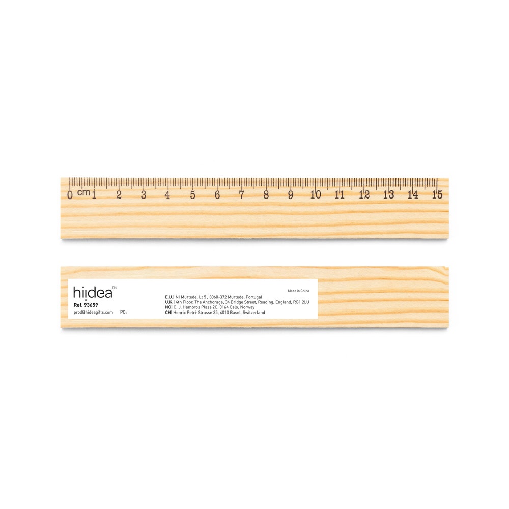 WESLEY 15. Righello in legno di pino con scala graduatada 15 cm