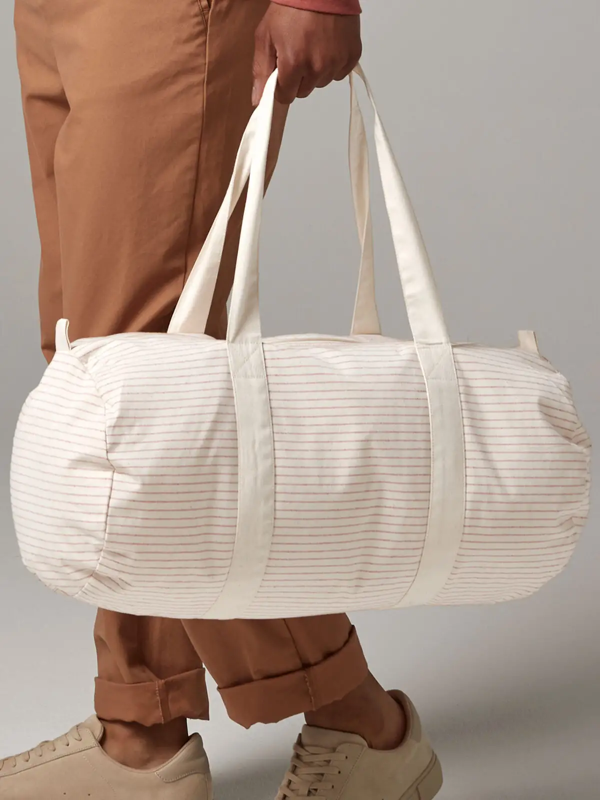 Striped Organic Cotton Barrel Bag