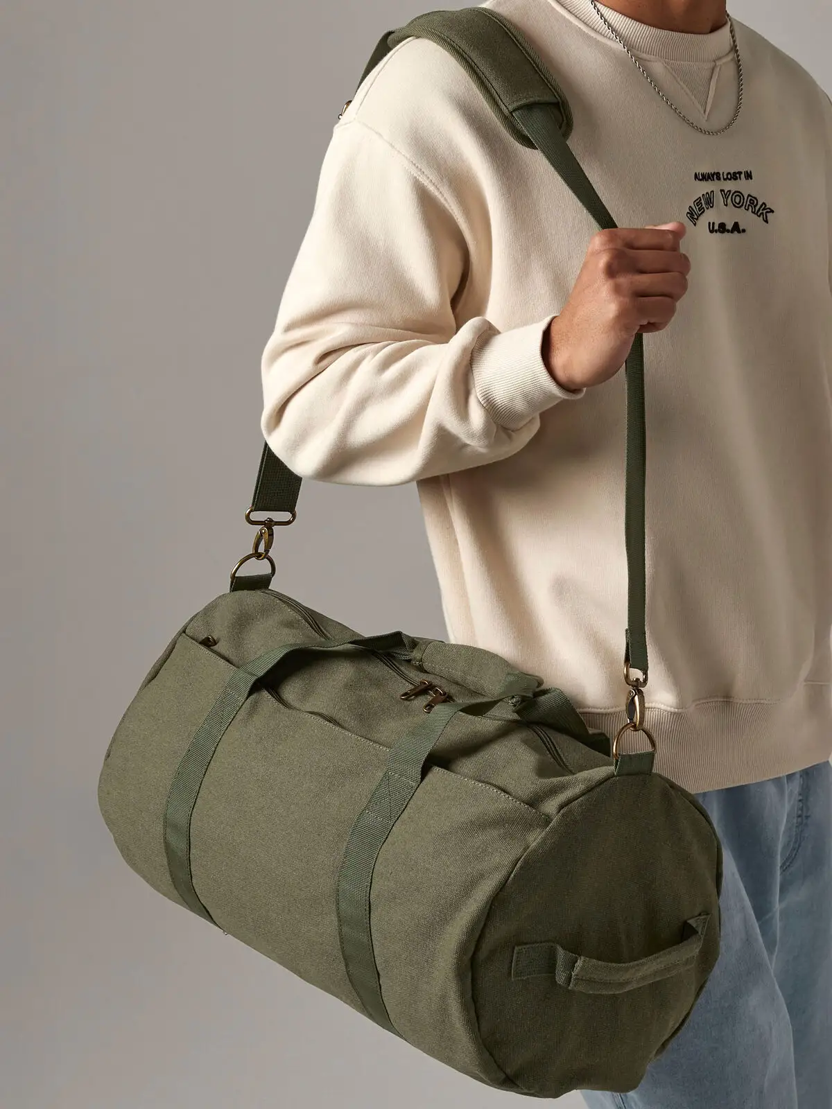Vintage Canvas Barrel Bag