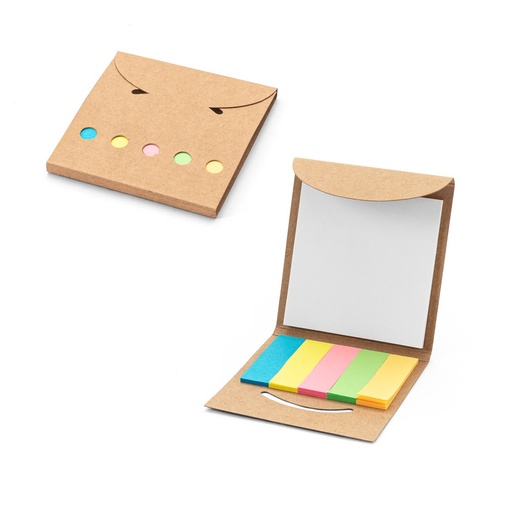 [STR-93663-160] AINSLEY. Set da ufficio 2 in 1, realizzato con carta riciclata al 100%, con 6 blocchi note adesivi
