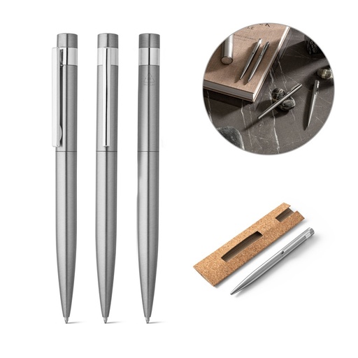 [STR-91779-127] ALEXA. Penna a sfera con corpo in acciaio inossidabile (53% rSS) con clip
