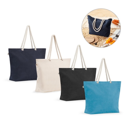 ATHENS. Borsa da spiaggia in cotone riciclato (70%) e poliestere riciclato (30%) (220 g/m²)