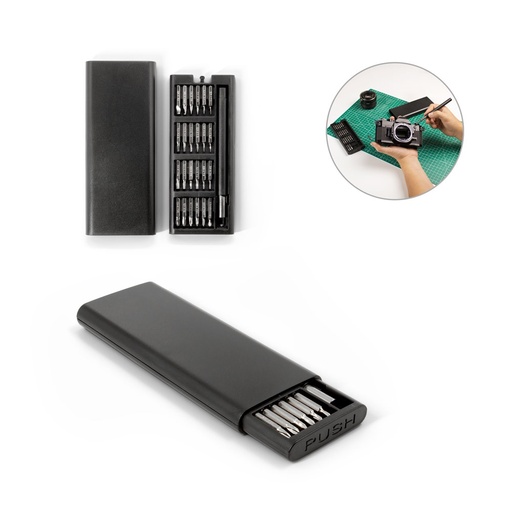 [STR-98167-103] ATOM. Set di cacciaviti con diverse punte magnetiche in acciaio al carbonio