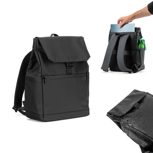 [STR-92578-103] AZORES BAG. Zaino per laptop (16") in PU, con patta che copre tutti gli scomparti