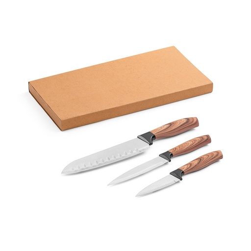 [STR-94395-160] BAHARAT. Set di 3 coltelli da cucina con lama in acciaio inossidabile e manico ergonomico