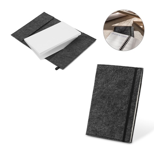 [STR-93636-133] BALDWIN. Block notes A5 con copertina in feltro riciclato (100% rPET) e pagine a righe in carta riciclata al 100%