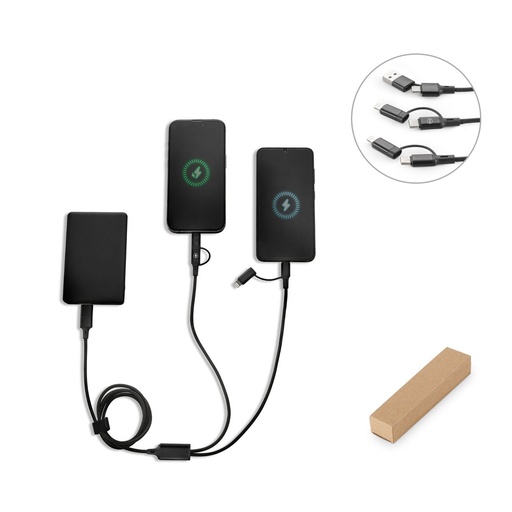 [STR-97146-103] BERTOZZI. Cavo USB super veloce 6 in 1 in alluminio riciclato (20%) e PET riciclato (4%)