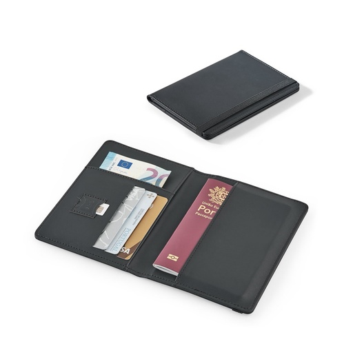 [STR-95129-103] BRAM. Porta passaporto in PU con chiusura elastica e molteplici tasche
