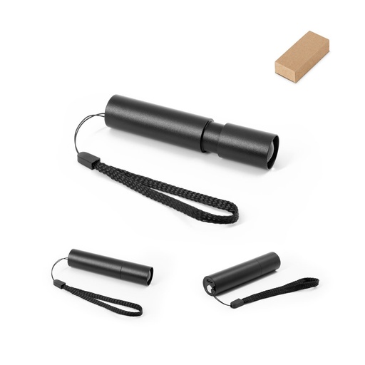 [STR-98164-103] BRUCE. Torcia ricaricabile realizzata in alluminio riciclato (100% rAL) con punta estensibile di 30 mm