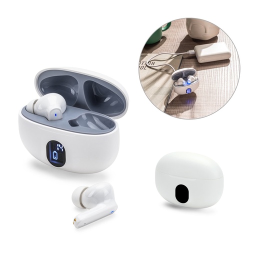 [STR-97188-106] CAETANO. Auricolari wireless con 4 ore di autonomia in ABS riciclato (100% rABS)