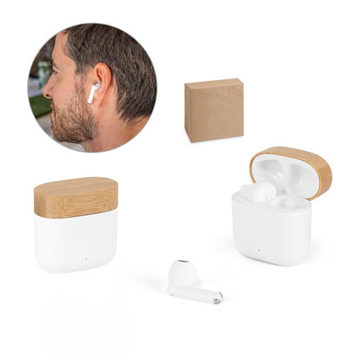 [STR-97193-106] COBAIN. Auricolari wireless con 5 ore di autonomia in ABS riciclato (100% rABS) e bambù