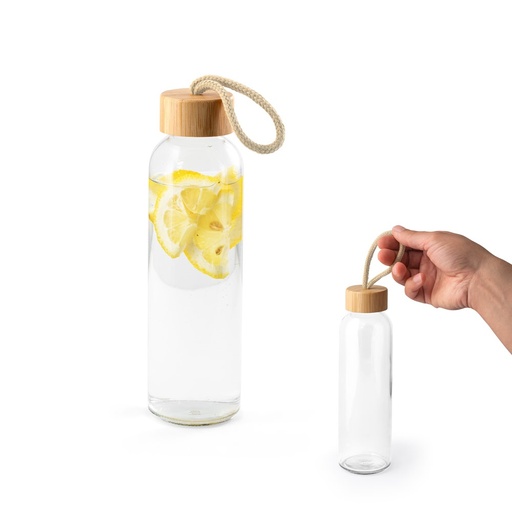 [STR-94449-160] CROSBY. Borraccia in vetro con tappo in bambù, 520 ml