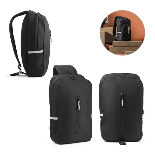 [STR-92191-103] DELFOS. Zaino monospalla 300D poliestere riciclato e 600 poliestere riciclato, con fodera in poliestere riciclato 210D