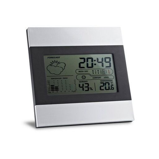 [STR-97070-127] DENE. Stazione meteo da tavolo con schermo LCD in alluminio e ABS