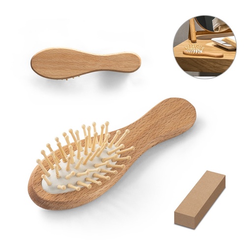 [STR-95055-160] DERN. Spazzola per capelli in legno con denti in bambù
