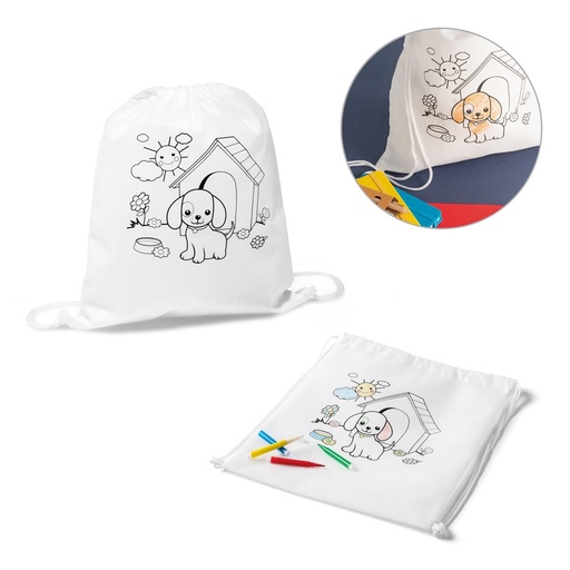 [STR-92619-106] DRAWS. Zaino a sacca con disegno da colorare (80 g/m²)