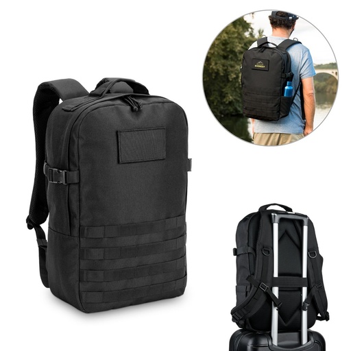 [STR-92387-103] EDINBURGH BPACK. Zaino stile militare in poliestere riciclato 600D, ad alta densità e foderato in poliestere riciclato 210D da 17.3'