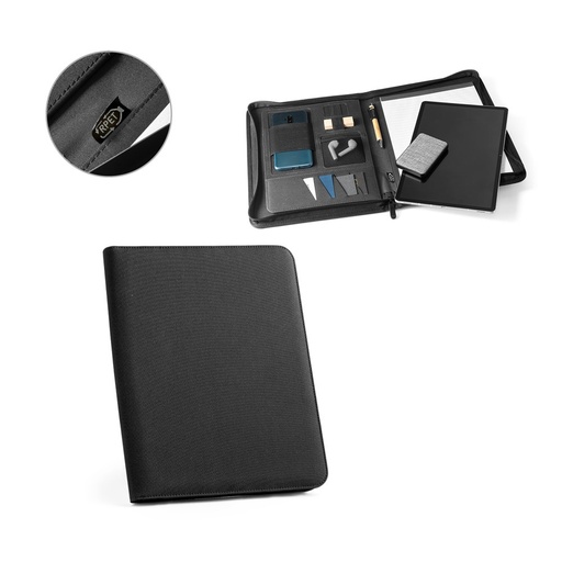 [STR-93579A-103] EMERGE FOLDER II. Cartella A4 in poliestere riciclato (100% rPET) 300D con chiusura zip