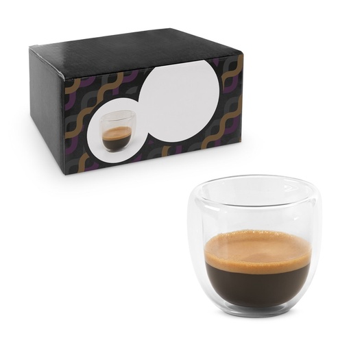 [STR-93873-110] EXPRESSO. Set da caffè in vetro borosilicato con 2 tazze