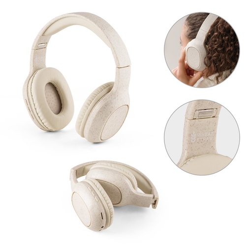 [STR-97939-160] FEYNMAN. Cuffie wireless pieghevoli con batteria di 4 ore in paglia di grano e ABS