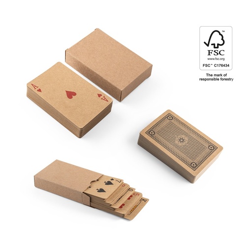 [STR-98149-103] FISCHER. Mazzo di 54 carte classiche in carta kraft, con materiale certificato FSC™ e altri materiali controllati