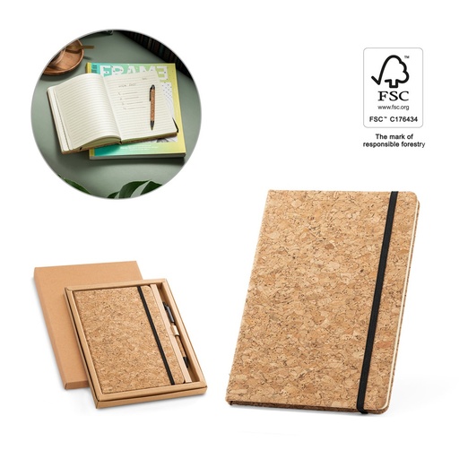 [STR-93578-160] FREUD. Set block notes A5 e penna a sfera in sughero