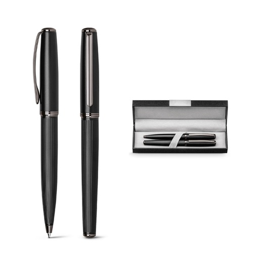 [STR-81194-103] IMPERIO. Set di penna a sfera e roller in metallo con meccanismo a rotazione