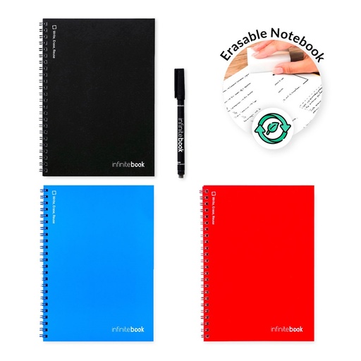 INFINITEBOOK PLAIN A5. Infinitebook con copertina flessibile e 15 pagine bianche stile lavagna bianca